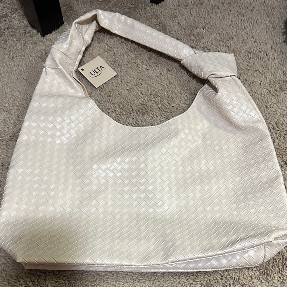 Ulta Beauty Cream Woven Knotted Shoulder Bag
